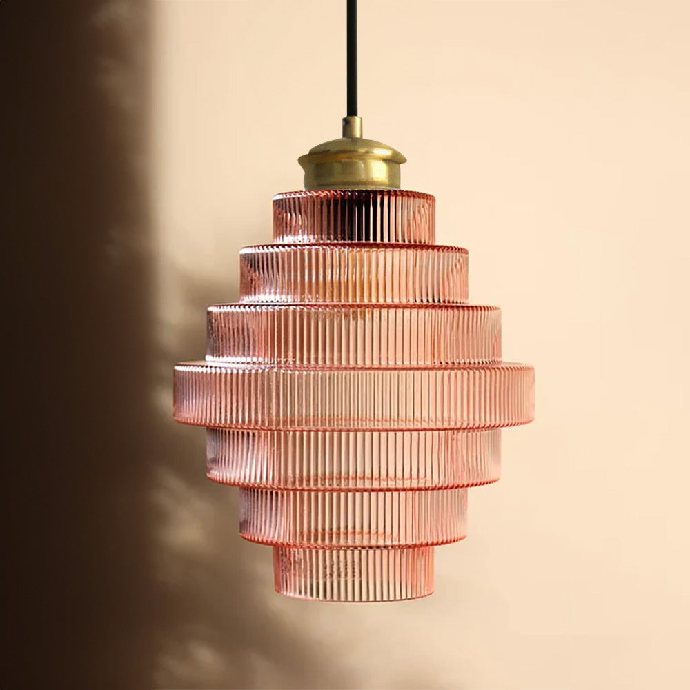 Auris | Antieke Laag Ribbelglas Hanglamp