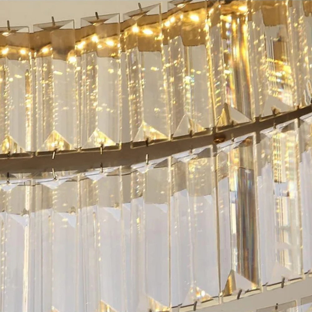 Aure | Elegante Gouden Kristallen Ring Plafondlamp