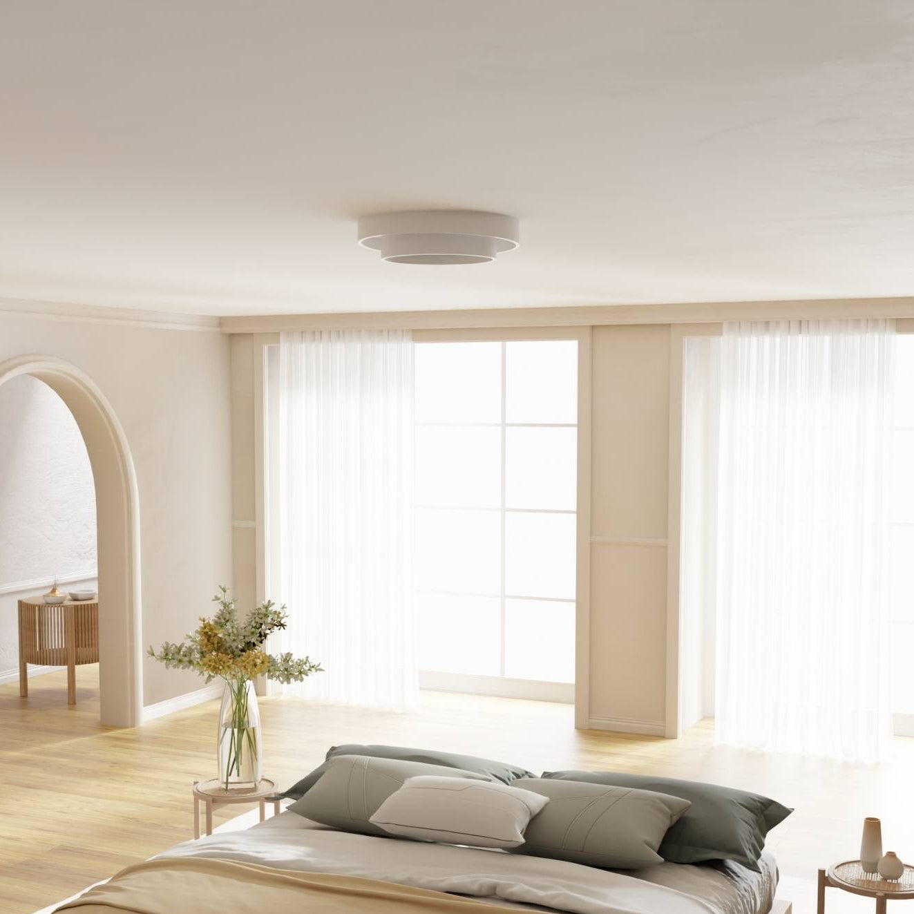 Lunara | Witte Sculpturale Ronde Plafondlamp
