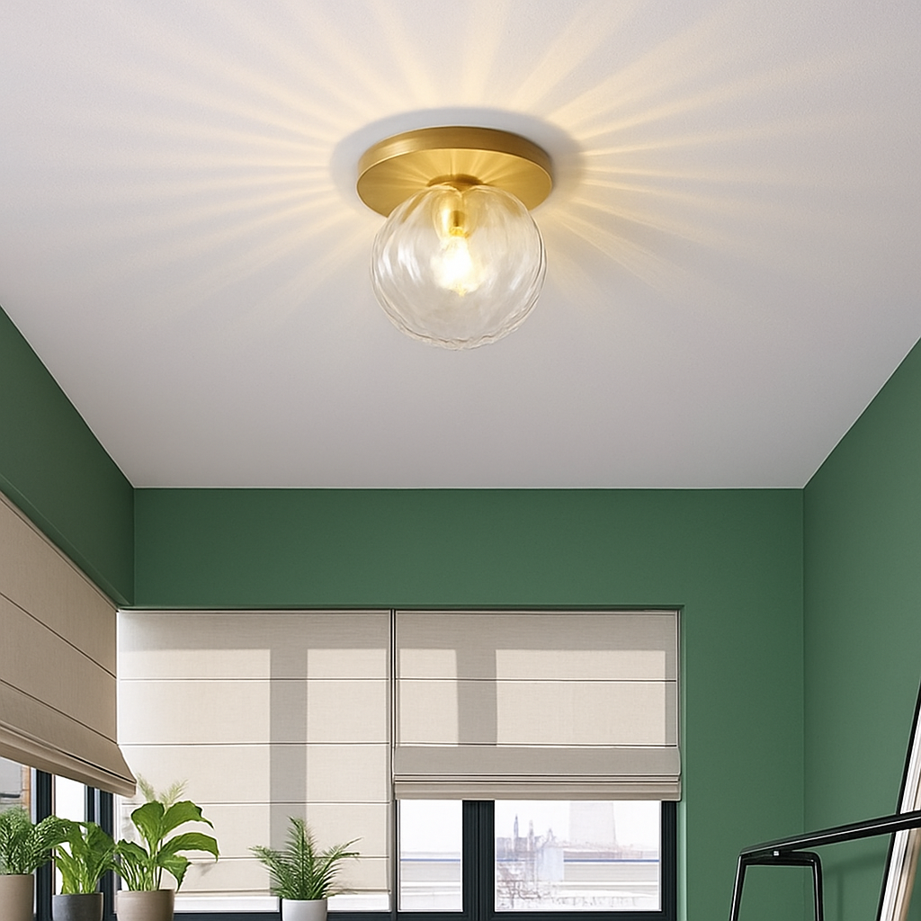 Velindra | Moderne Ronde Glazen Bol Opbouw Plafondlamp