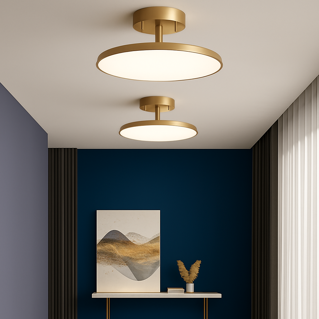 Verust | Minimalistische Draaibare Cirkelvormige Koperen Moderne Plafondlamp