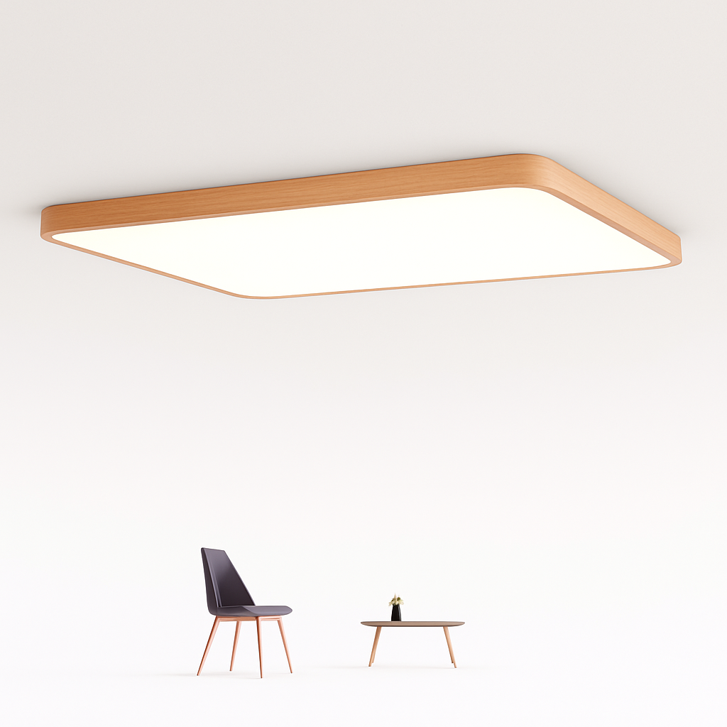 Velanys | Moderne Rechthoekige Houten LED Opbouw Plafondlamp