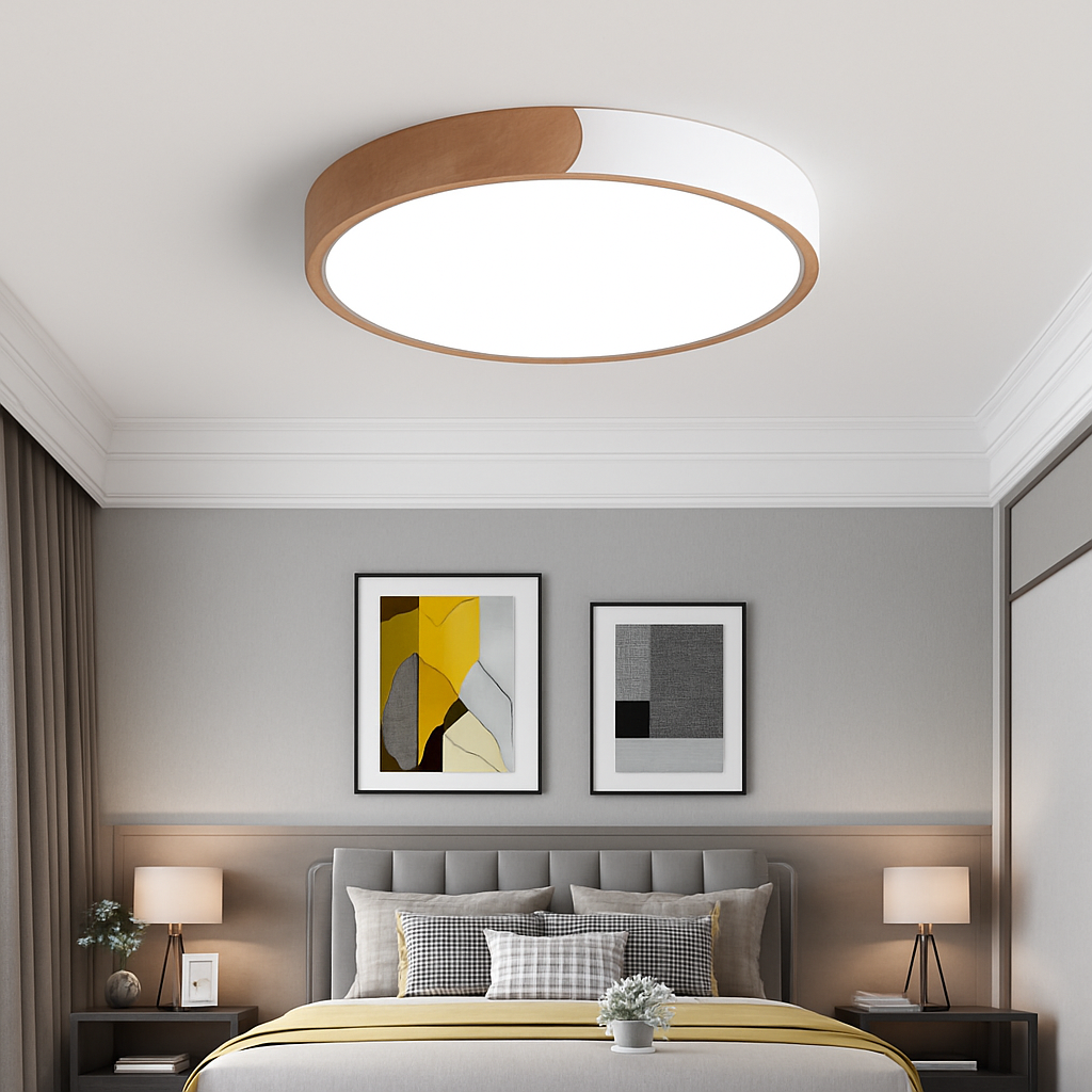 Velisca | Moderne Ronde Houten Opbouw Plafondlamp