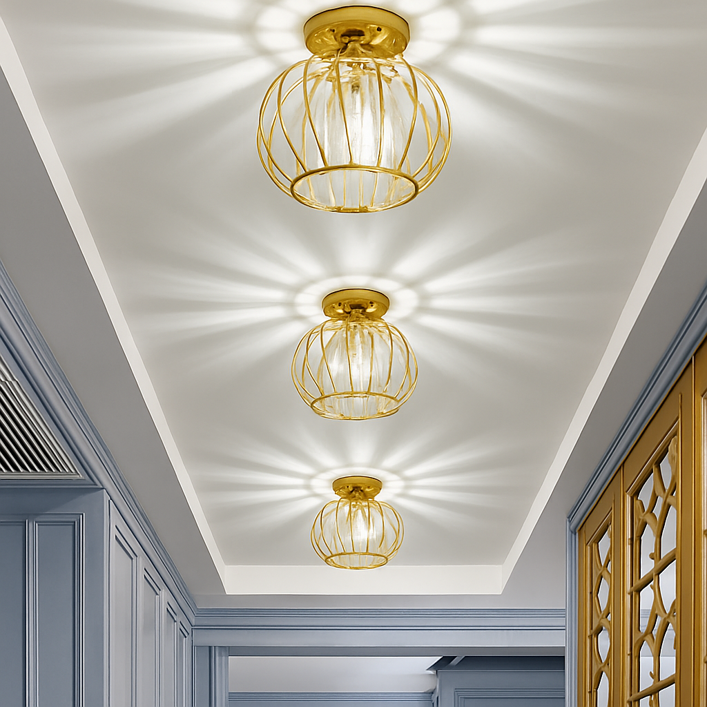 Skandori | Architectonische Gebogen Kooi Silhouet Plafondlamp