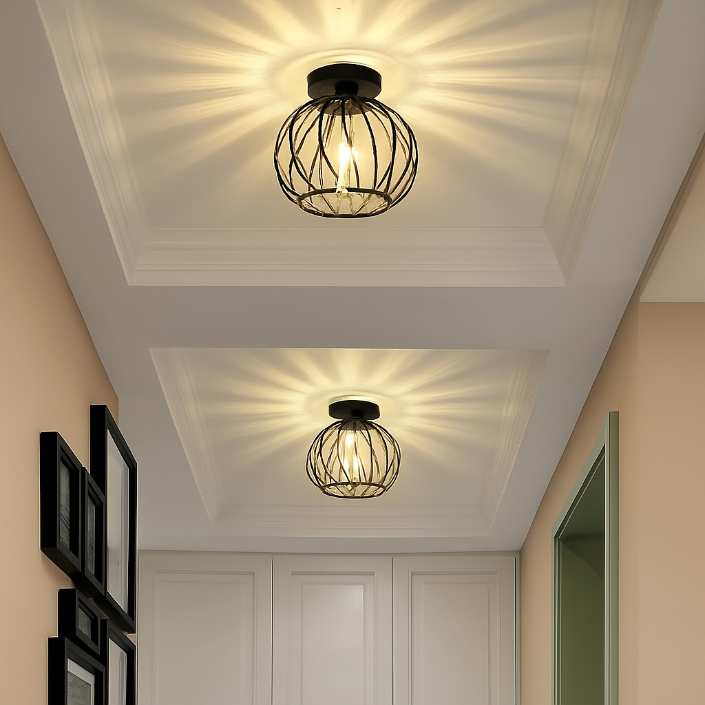 Skandori | Architectonische Gebogen Kooi Silhouet Plafondlamp