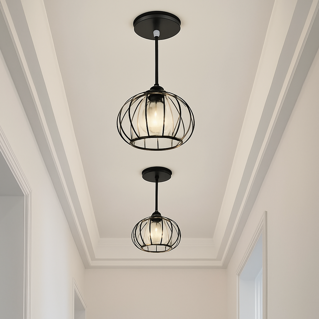Skandori | Architectonische Gebogen Kooi Silhouet Plafondlamp