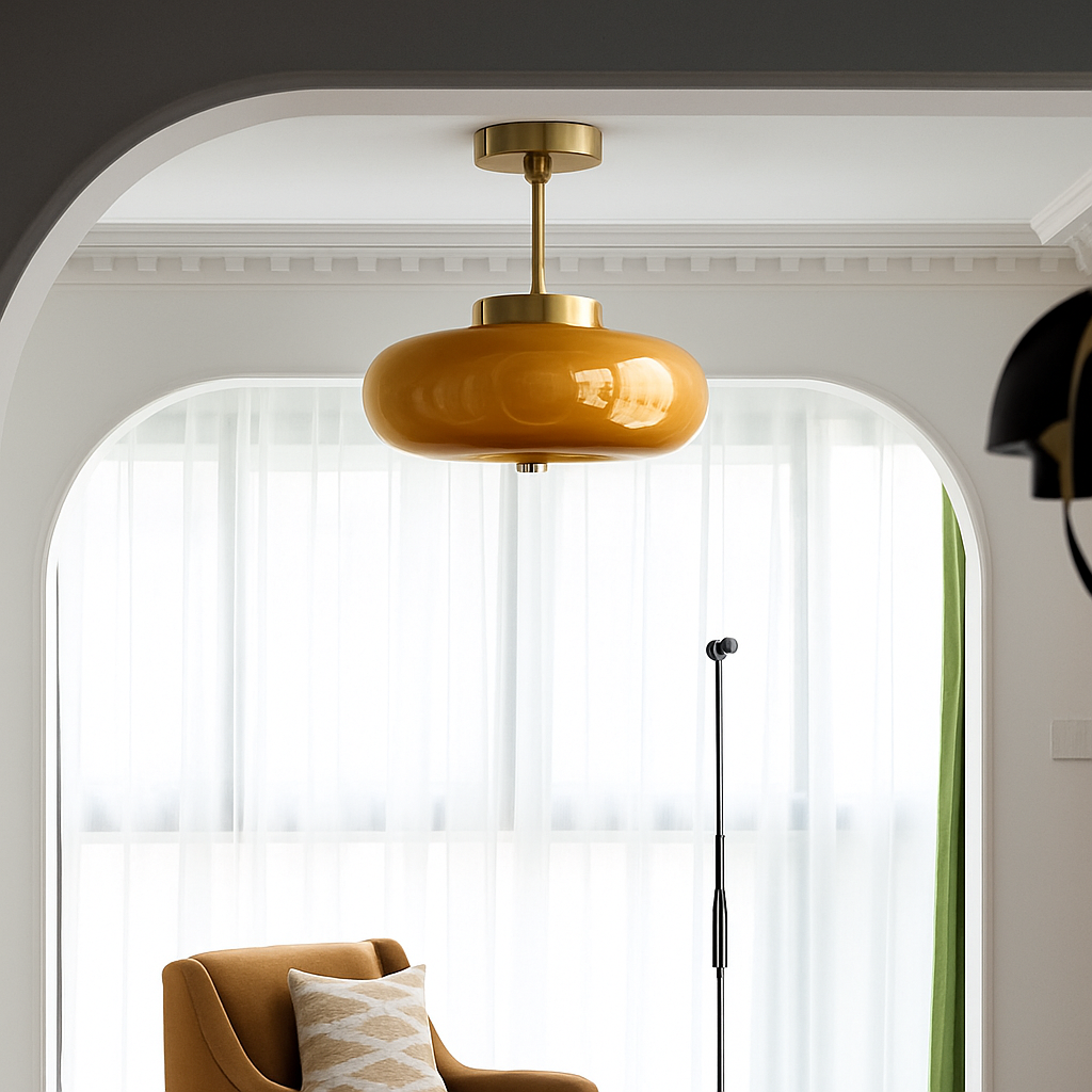 Velcair| Vintage Geometrische Glazen Kap Opbouw Plafondlamp