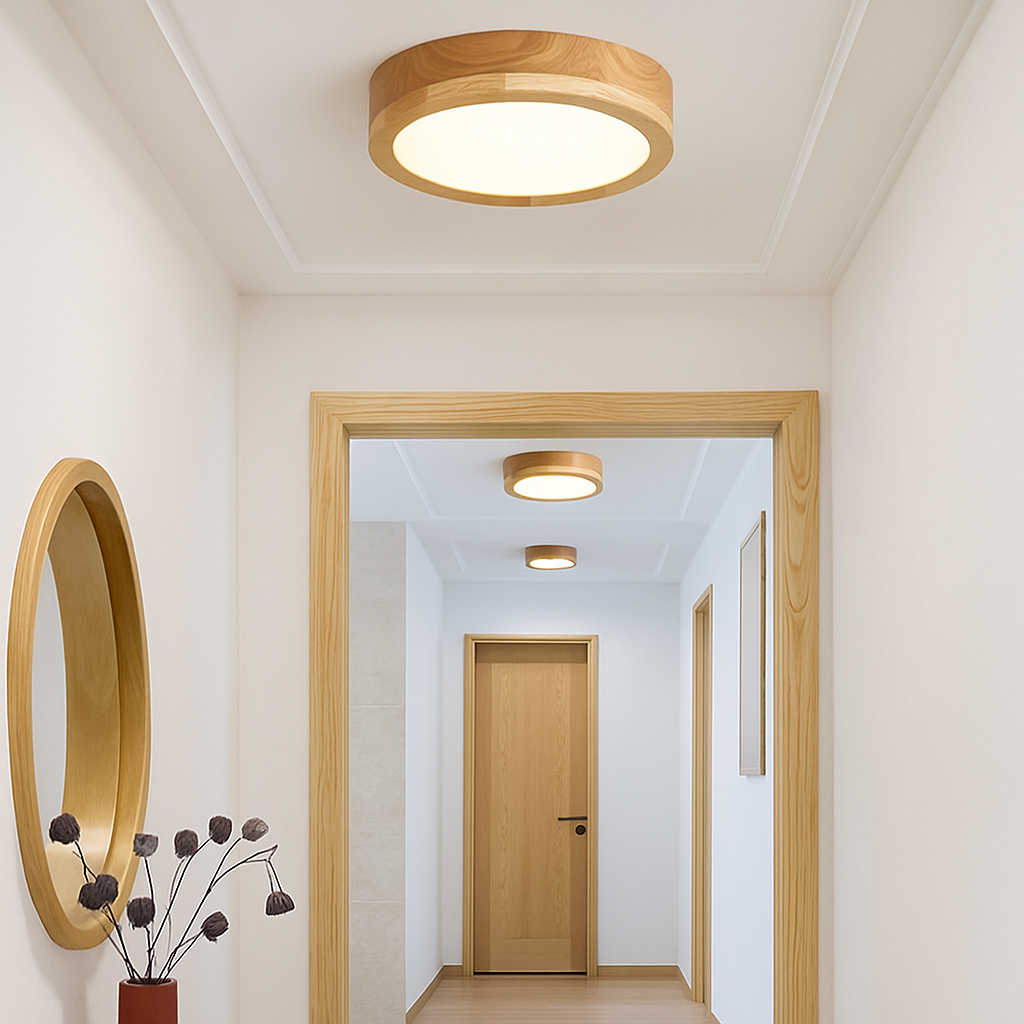 Veldonna | Noordse Ronde Houtnerf Geometrische Plafondlamp