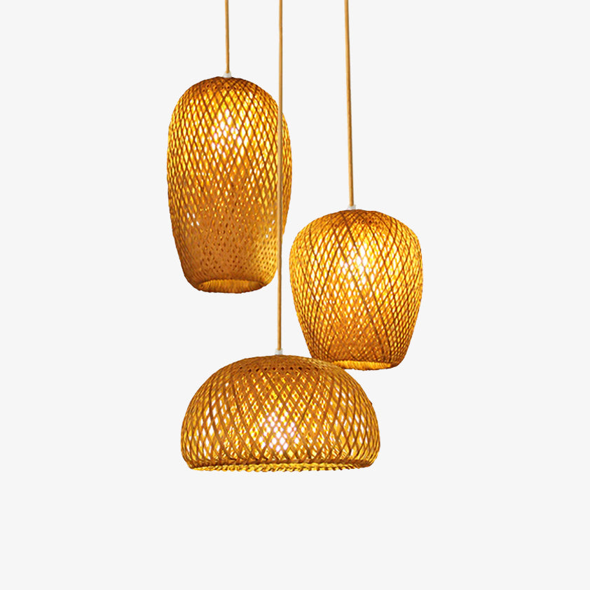 Kelsimor | Gevlochten Bamboe Mand Hanglamp