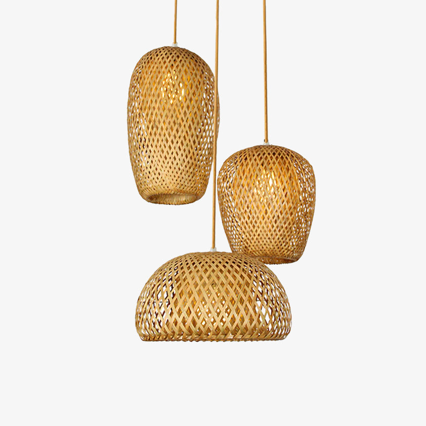 Kelsimor | Gevlochten Bamboe Mand Hanglamp
