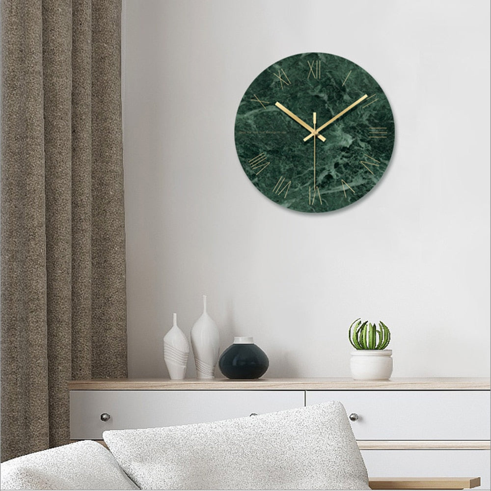 Valdrick | Geaderde Marmer Glas Effect Stille Wandklok
