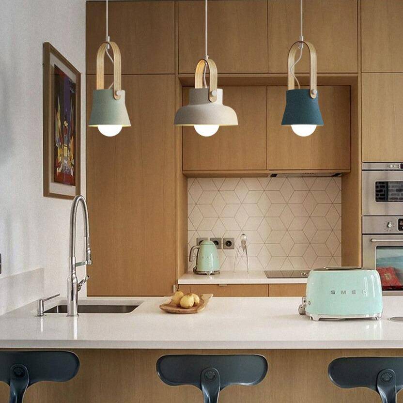 Thrombel | Noordse minimalistische houten accent uitlopende koepel hanglamp