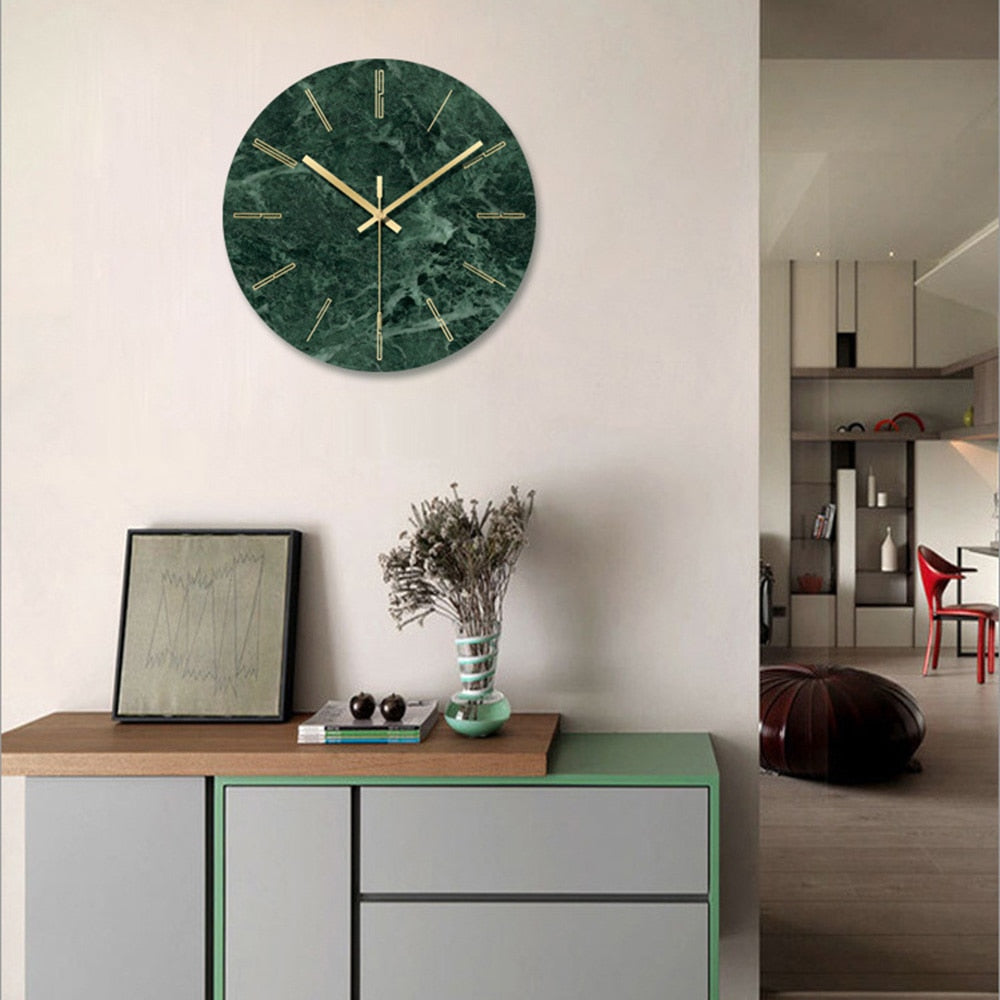 Valdrick | Geaderde Marmer Glas Effect Stille Wandklok