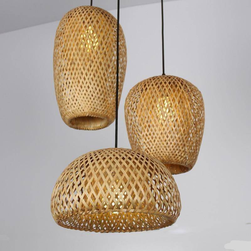 Kelsimor | Gevlochten Bamboe Mand Hanglamp
