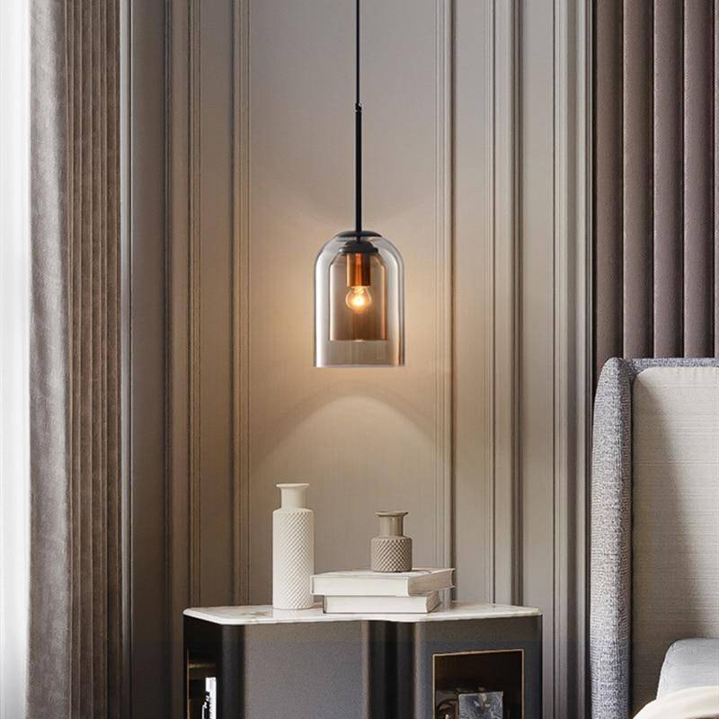 Mirevalo | Afgeronde Tubulaire Dubbele Gebrande Glazen Moderne Hanglamp