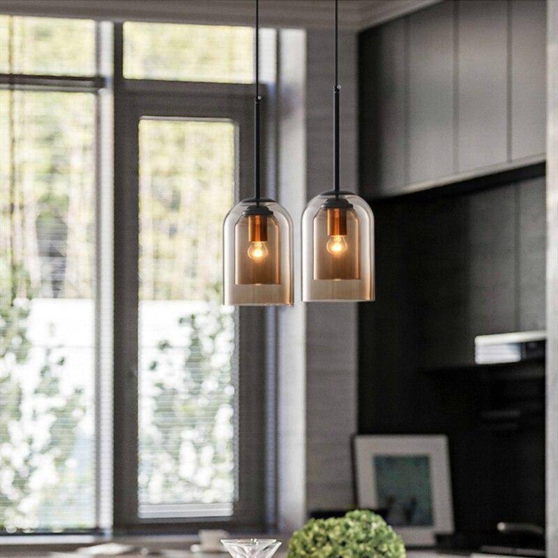 Mirevalo | Afgeronde Tubulaire Dubbele Gebrande Glazen Moderne Hanglamp