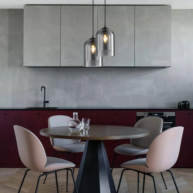 Mirevalo | Afgeronde Tubulaire Dubbele Gebrande Glazen Moderne Hanglamp