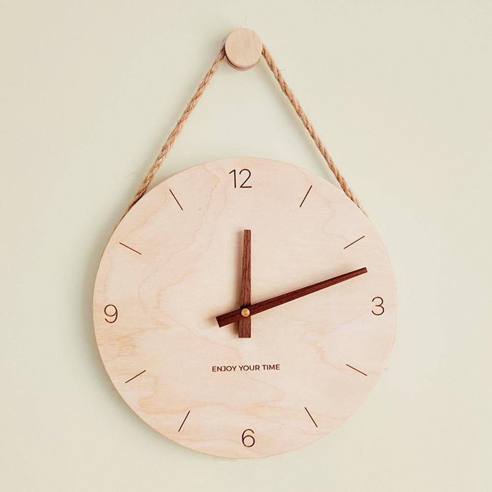 Aelorume | Minimalistische Houten Hangende Ronde Wandklok