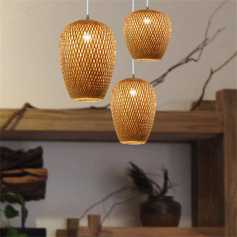 Kelsimor | Gevlochten Bamboe Mand Hanglamp