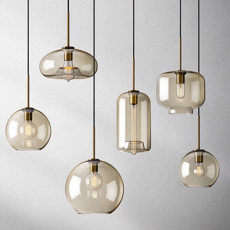 Zephirum | Geribd amberkleurig glas industriële stijl hanglamp