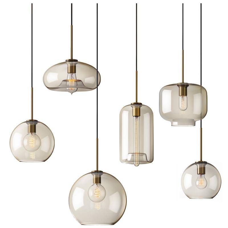 Zephirum | Geribd amberkleurig glas industriële stijl hanglamp