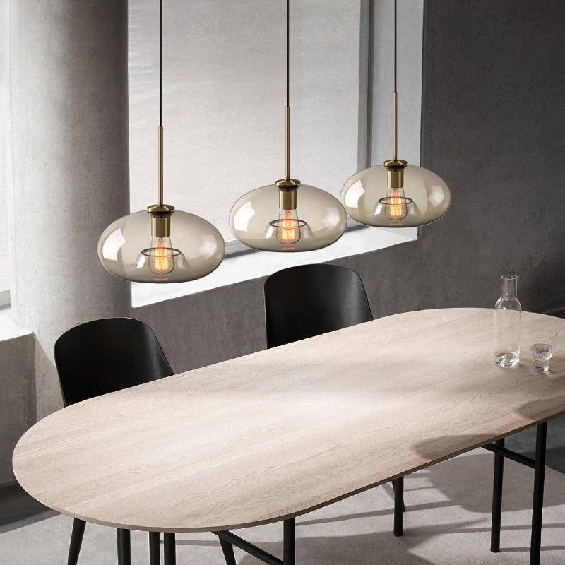 Zephirum | Geribd amberkleurig glas industriële stijl hanglamp
