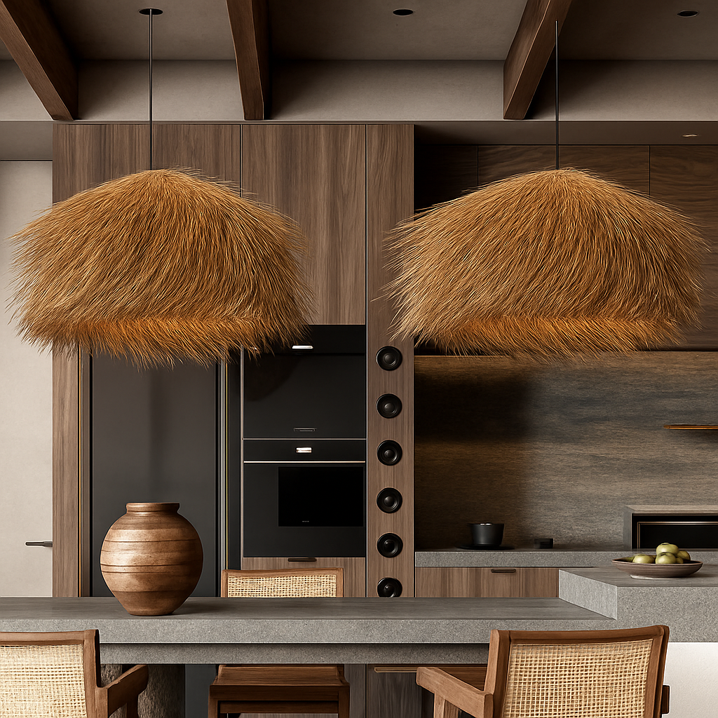 Kelvington | Rotan getextureerde mandweefsel retro silhouet hanglamp