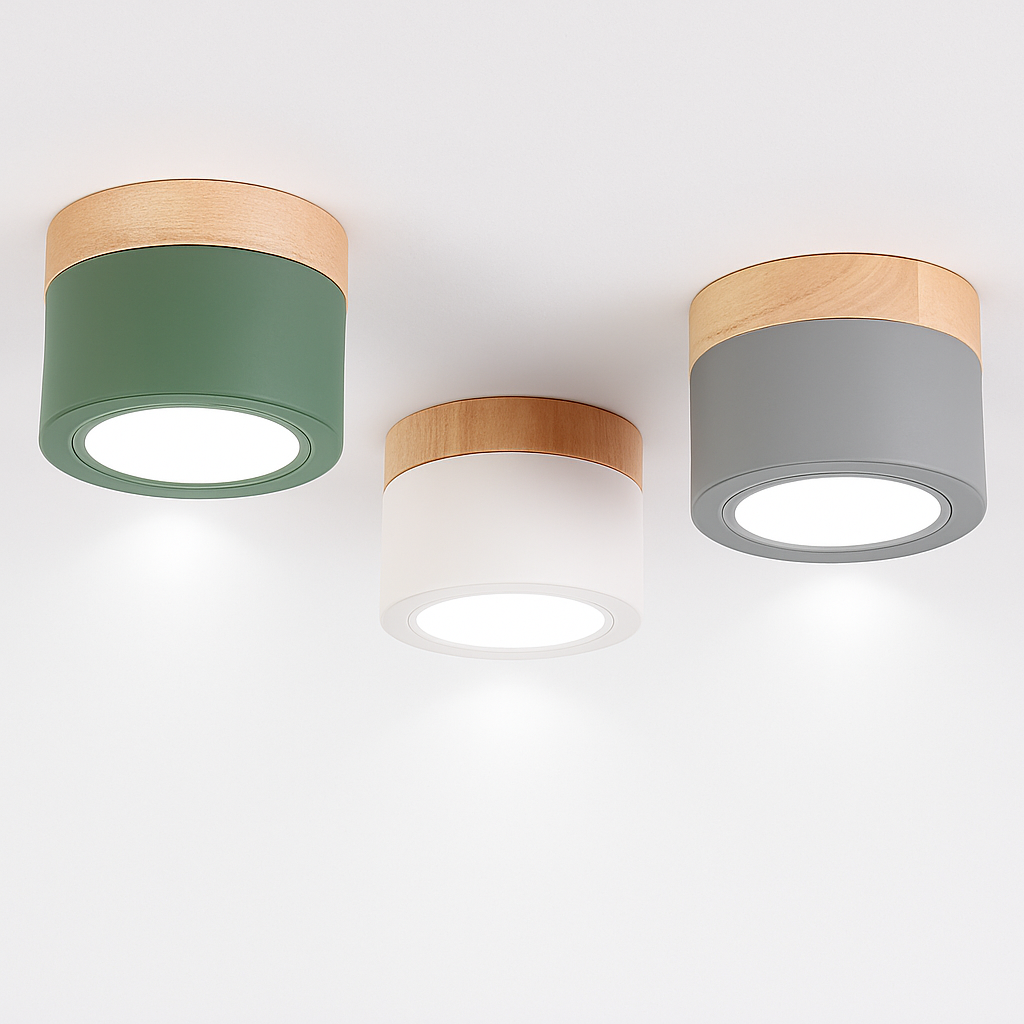 Kelryn | Minimalistische Hout-Metaal Opbouw Plafondspot