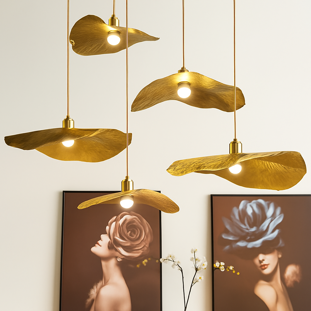 Kelsomyr | Gestructureerde Lotusbladvorm Retro Hanglamp