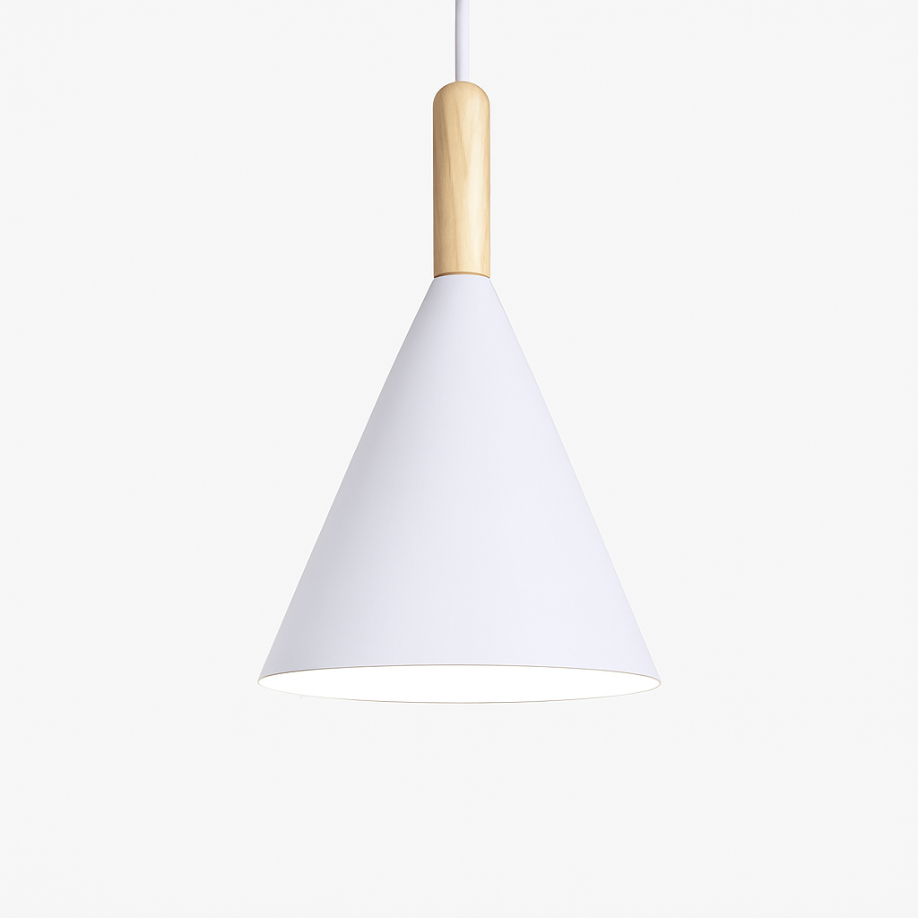 Zerimar | Moderne kegelvormige metalen en houten hanglamp