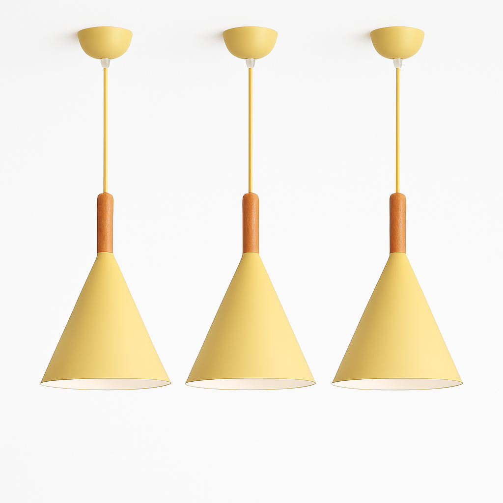 Zerimar | Moderne kegelvormige metalen en houten hanglamp