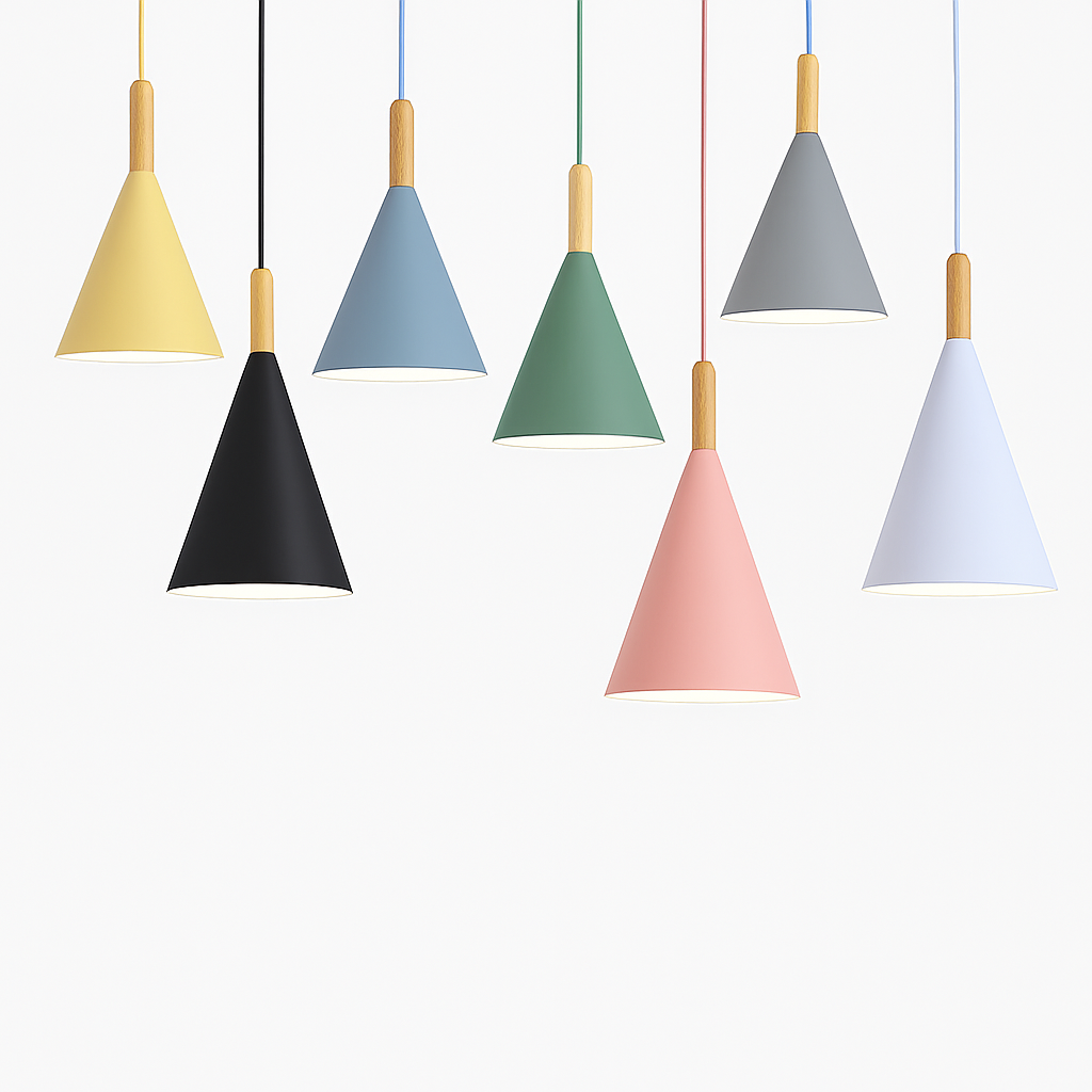 Zerimar | Moderne kegelvormige metalen en houten hanglamp