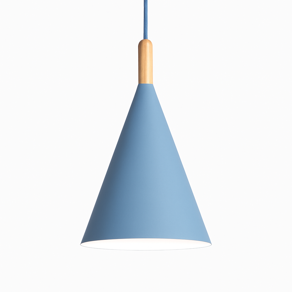 Zerimar | Moderne kegelvormige metalen en houten hanglamp