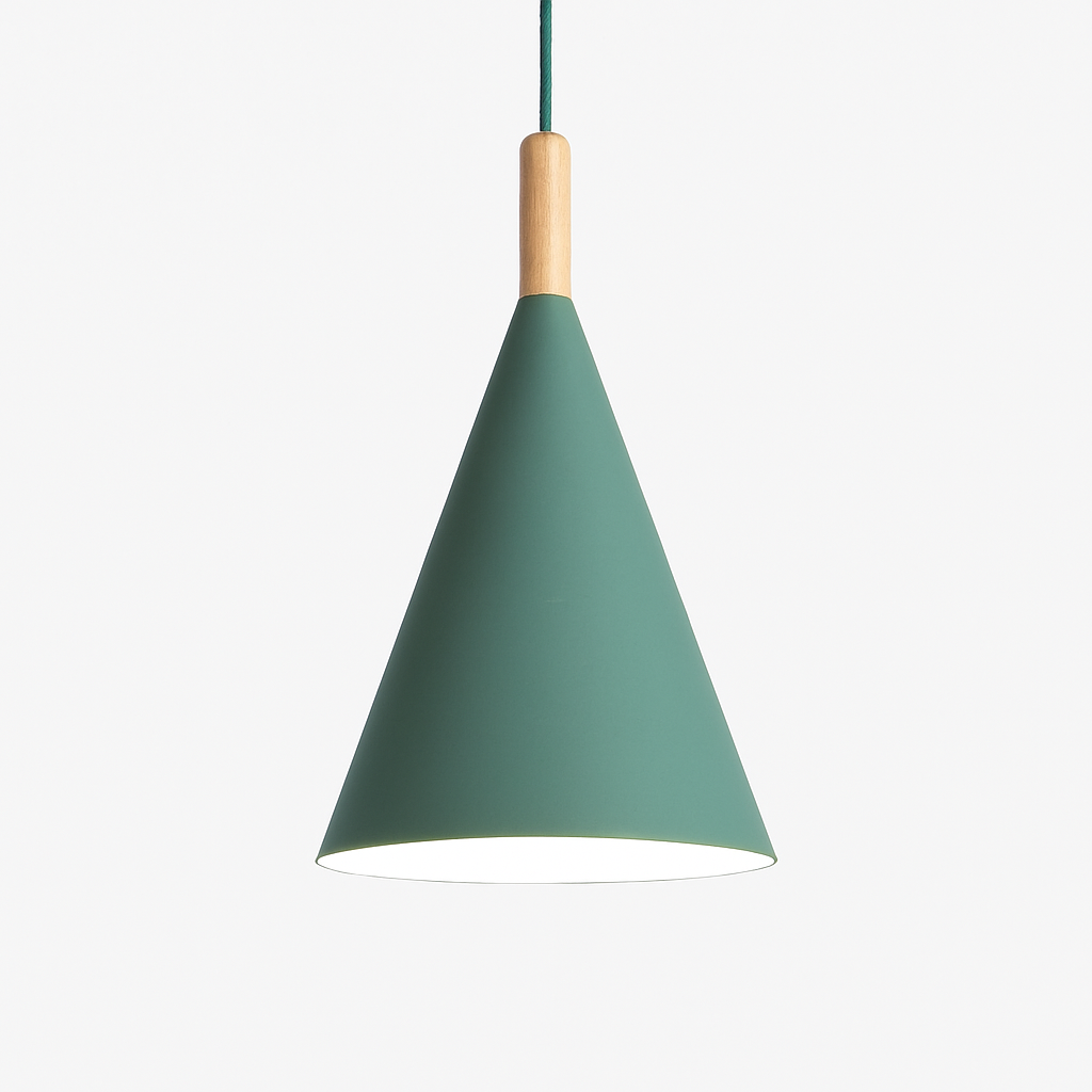 Zerimar | Moderne kegelvormige metalen en houten hanglamp