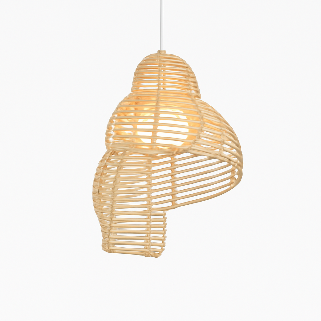 Threllon | Spiraalschelp handgemaakte houten hanglamp