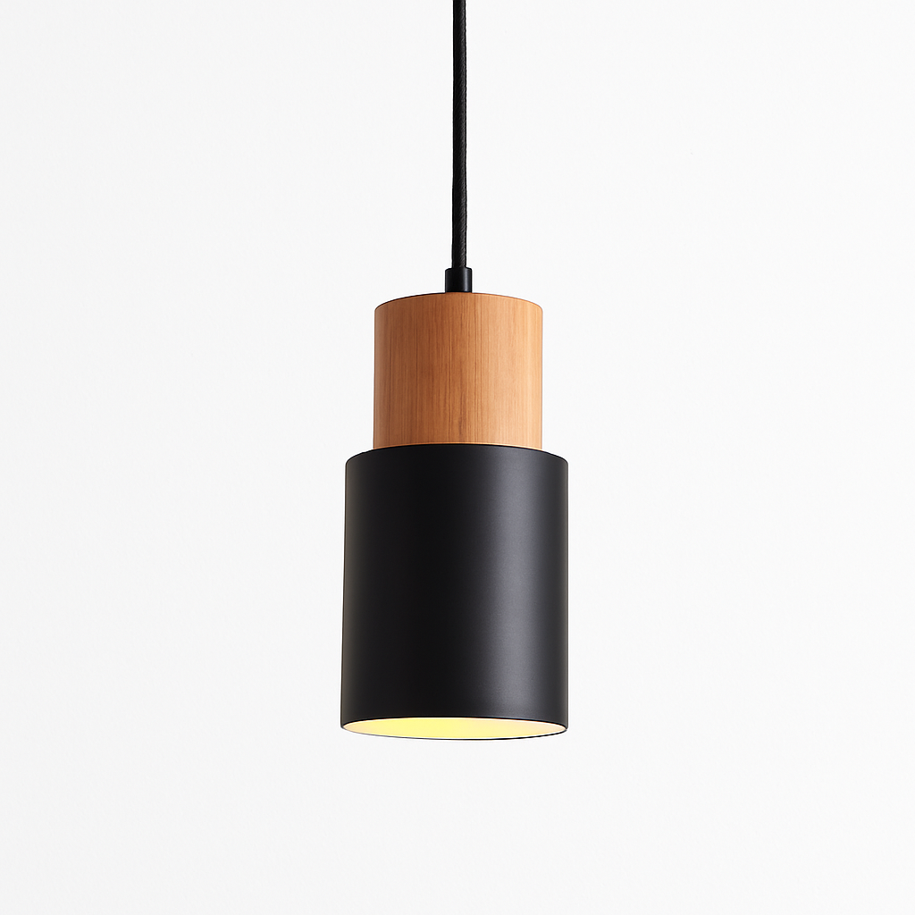 Zeralyon | Noordse Cilindrische Houten en Metalen Hanglamp