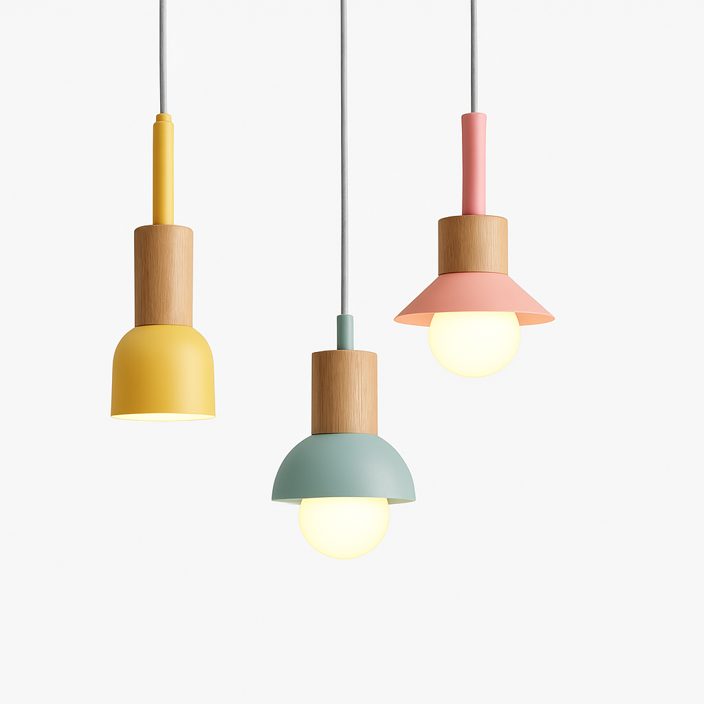 Briventa | Noordse Geometrische Houten Metalen Moderne Hanglamp Plafondlamp