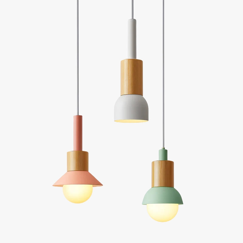 Briventa | Noordse Geometrische Houten Metalen Moderne Hanglamp Plafondlamp