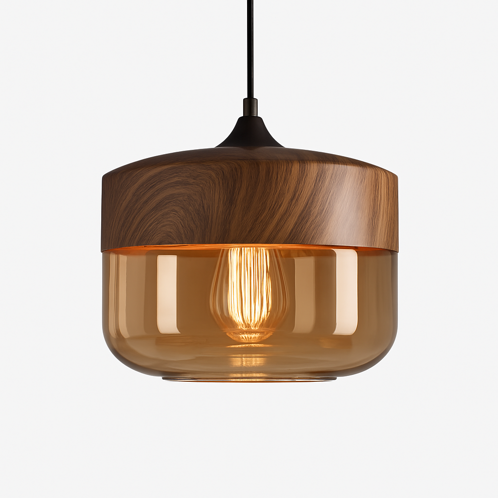 Veraliq | Retro Loft Hout Glazen Art Deco Hanglamp