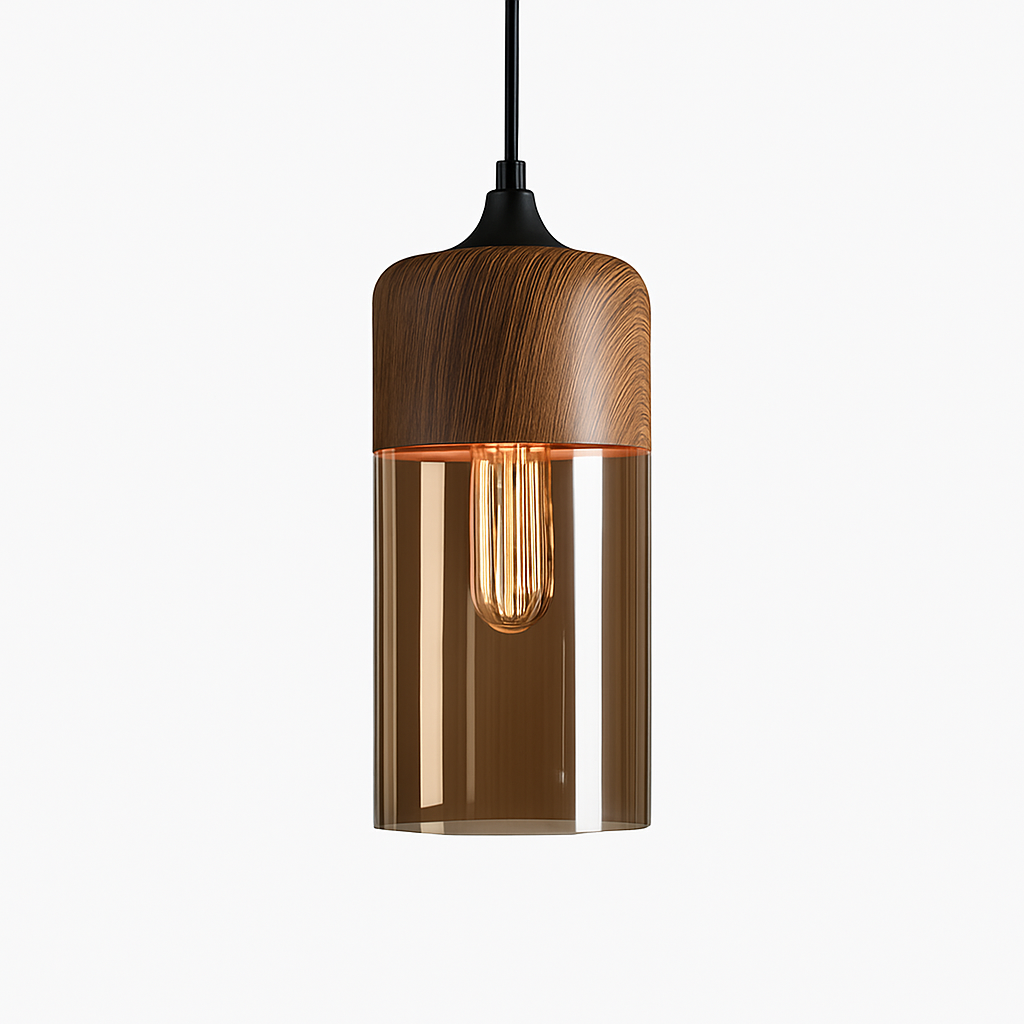 Veraliq | Retro Loft Hout Glazen Art Deco Hanglamp