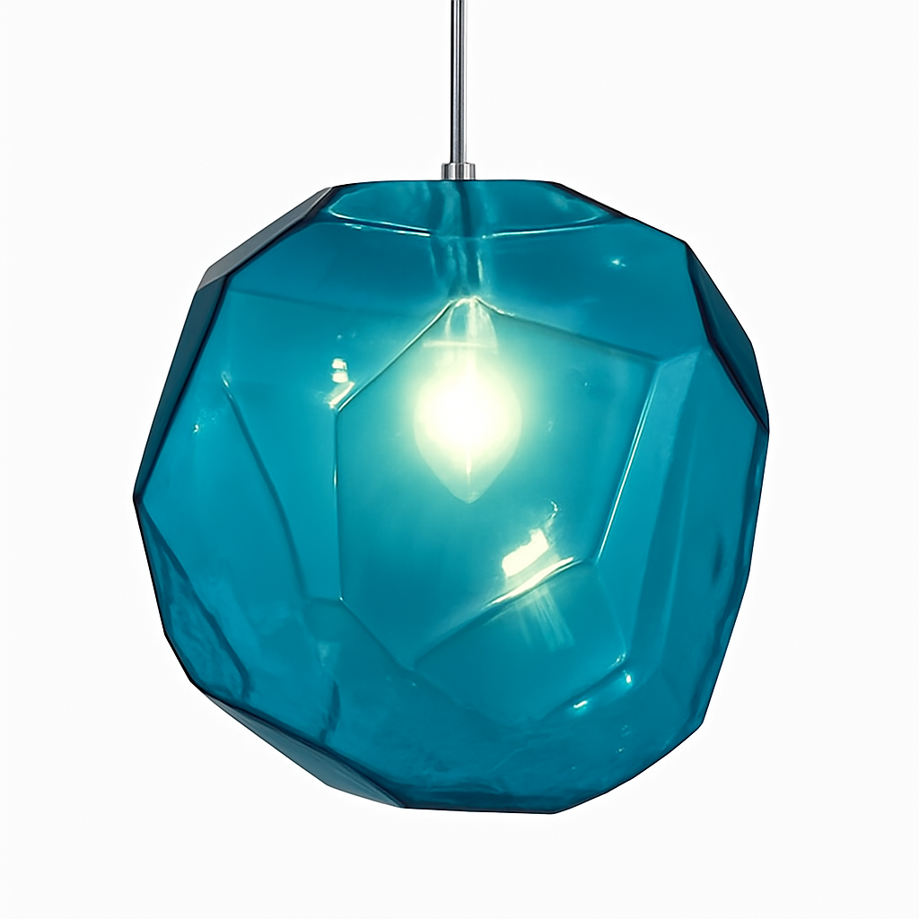 Throstle | Gearticuleerde kristallijne sculpturale glazen hanglamp