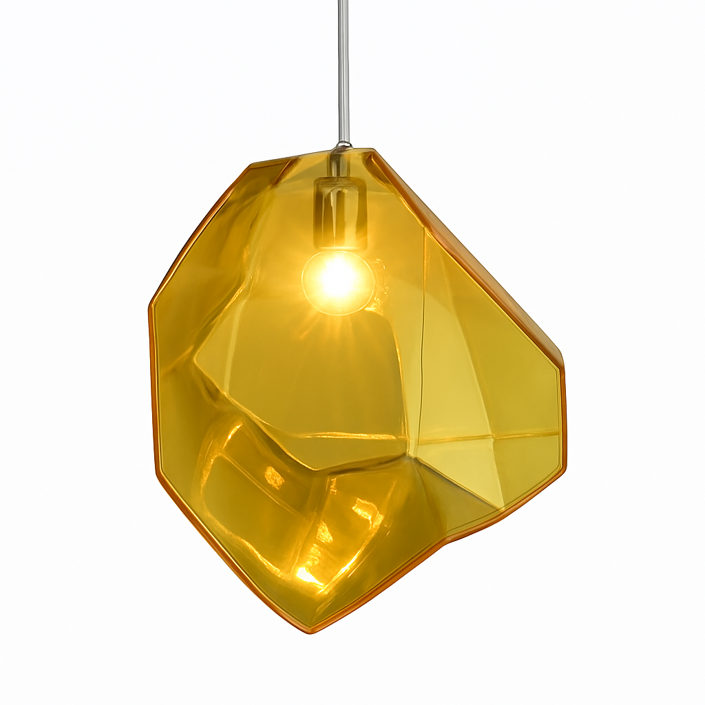 Throstle | Gearticuleerde kristallijne sculpturale glazen hanglamp