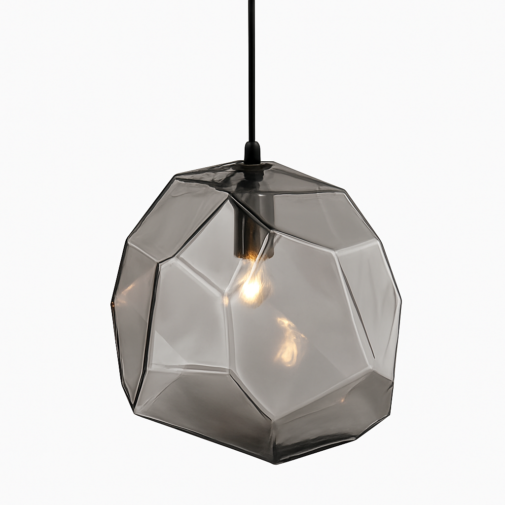 Throstle | Gearticuleerde kristallijne sculpturale glazen hanglamp