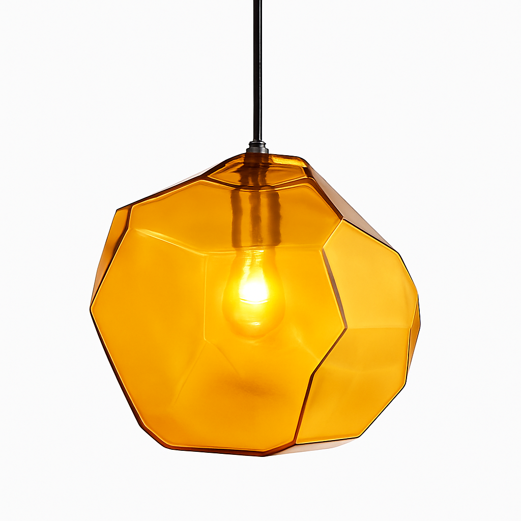 Throstle | Gearticuleerde kristallijne sculpturale glazen hanglamp
