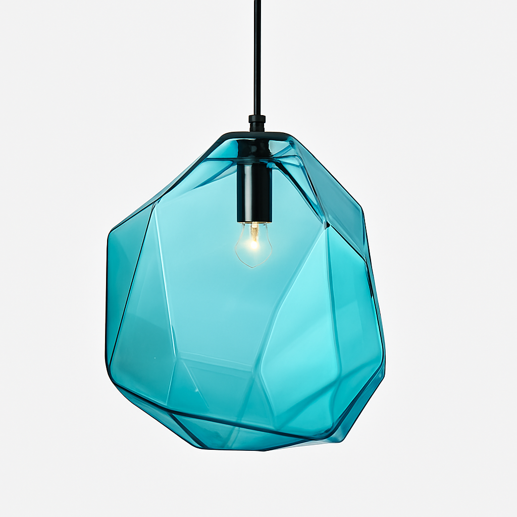 Throstle | Gearticuleerde kristallijne sculpturale glazen hanglamp