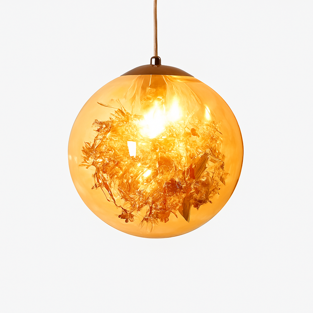 Kendroma | Sierlijke Glazen Bol Cluster Hanglamp met Metalen Bladeren