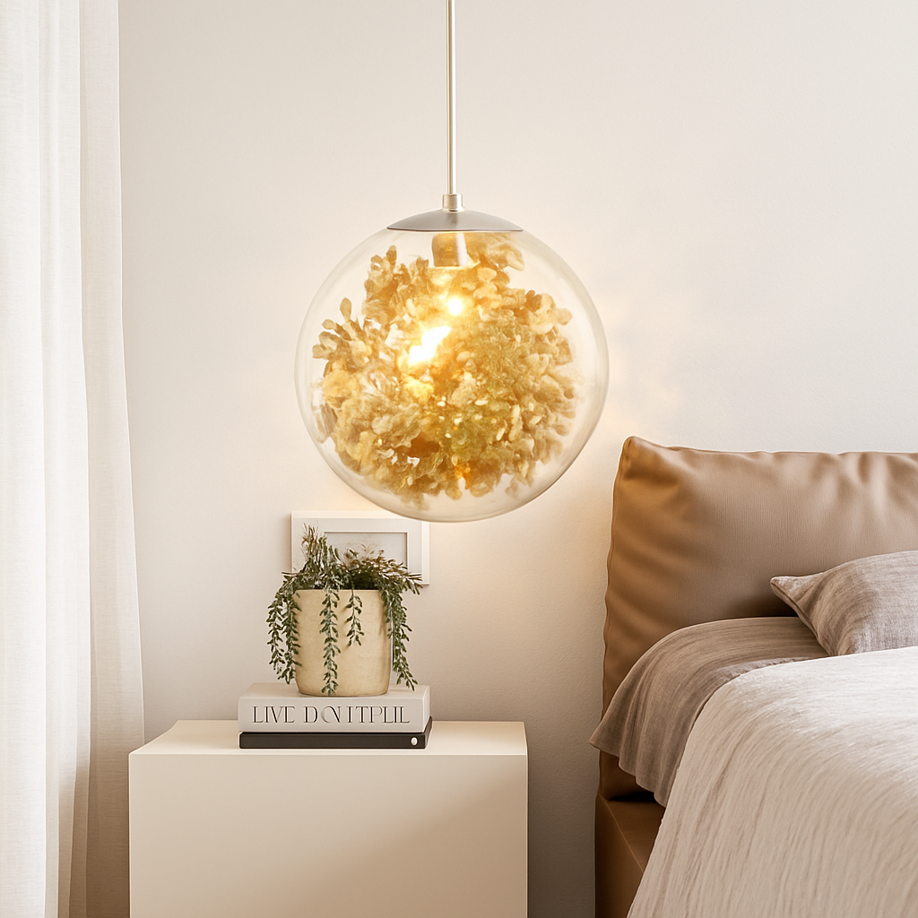 Kendroma | Sierlijke Glazen Bol Cluster Hanglamp met Metalen Bladeren