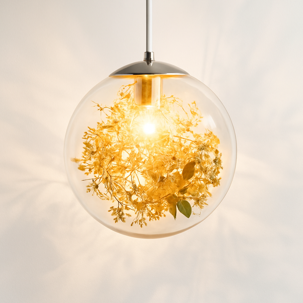 Kendroma | Sierlijke Glazen Bol Cluster Hanglamp met Metalen Bladeren
