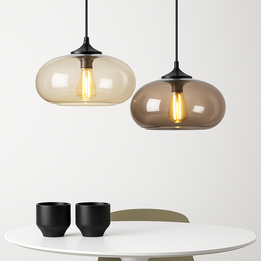 Mirvalis | Ovale Glazen Gelaagde Bol Moderne Hanglamp