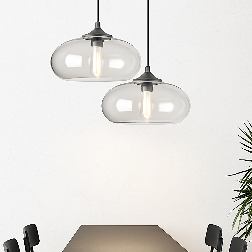 Mirvalis | Ovale Glazen Gelaagde Bol Moderne Hanglamp